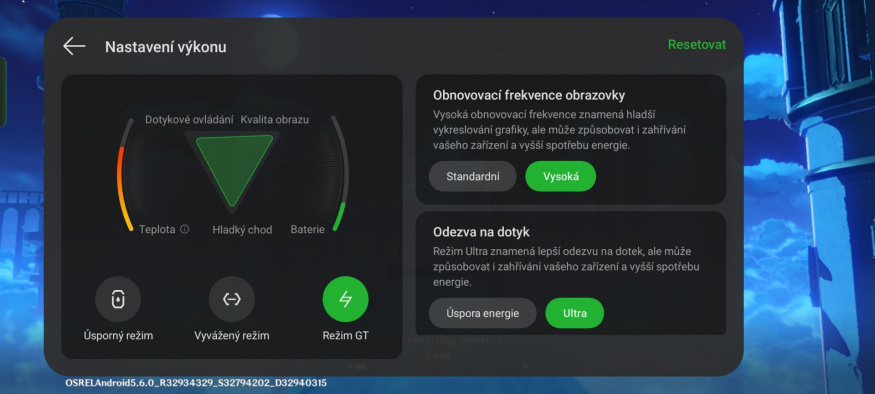 Pro hraní doporučujeme režim GT
