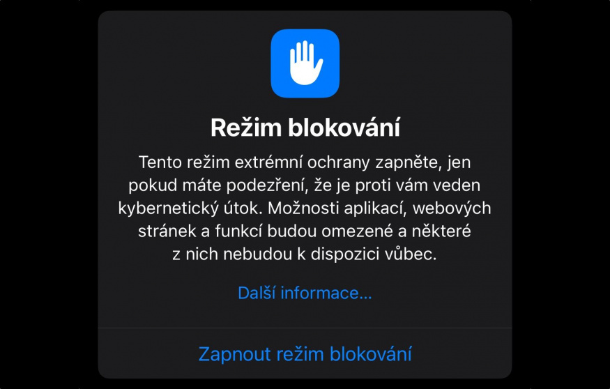 Režim blokování na iPhonu
