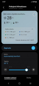 Ovládání klimatizace v aplikaci SmartThings
