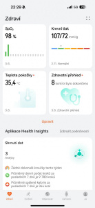 Aplikace Huawei Zdraví a Huawei Watch 5