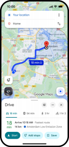 Nové AI funkce plánování tras v Mapách Google