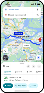 Nové AI funkce plánování tras v Mapách Google