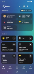 Hlavní obrazovka SmartThings
