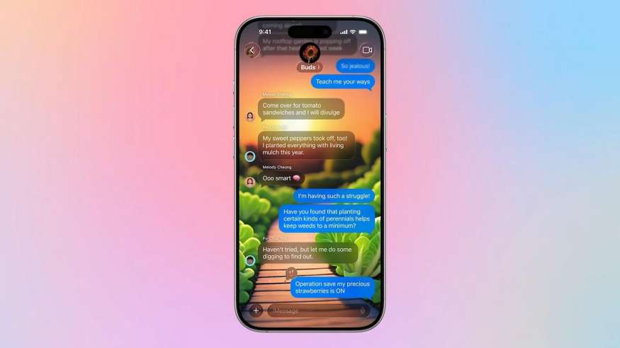 iOS 26 a pozadí ve Zprávách