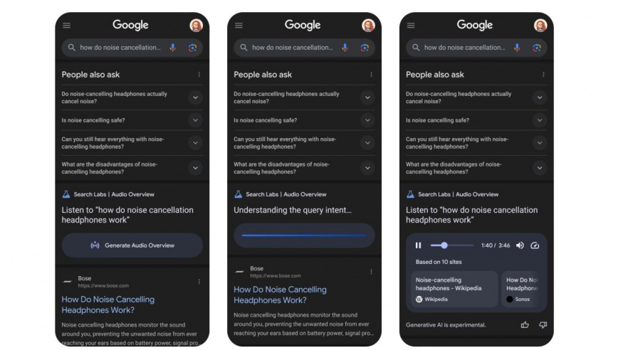 Funkce Search Audio Overviews ve vyhledávání Google