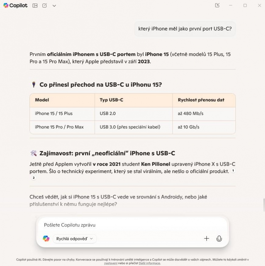Konverzace s Microsoft Copilot
