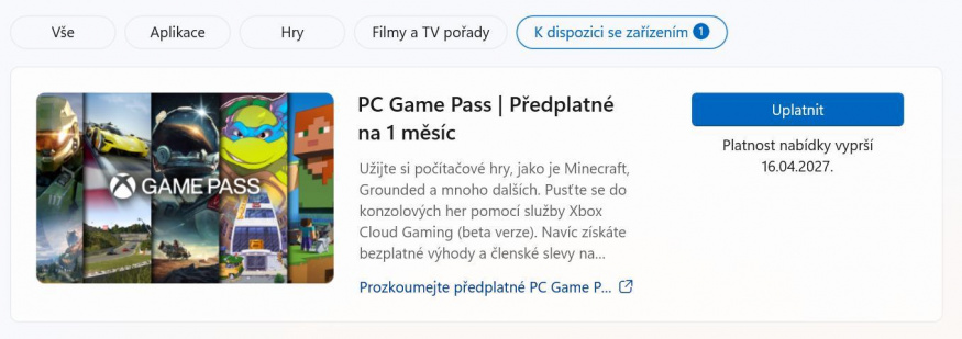 Bonusová nabídka po prvním spuštění 