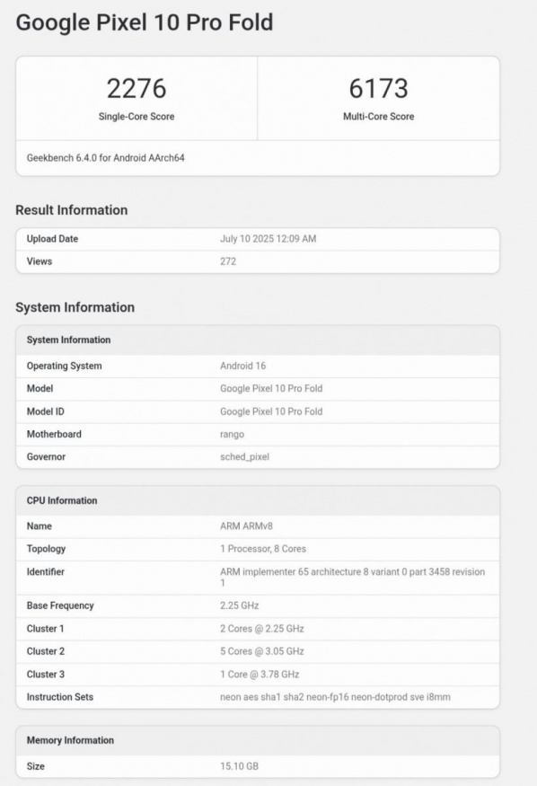 Benchmark čipsetu Tensor G5