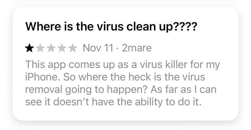 Hodnocení falešné aplikace na App Store