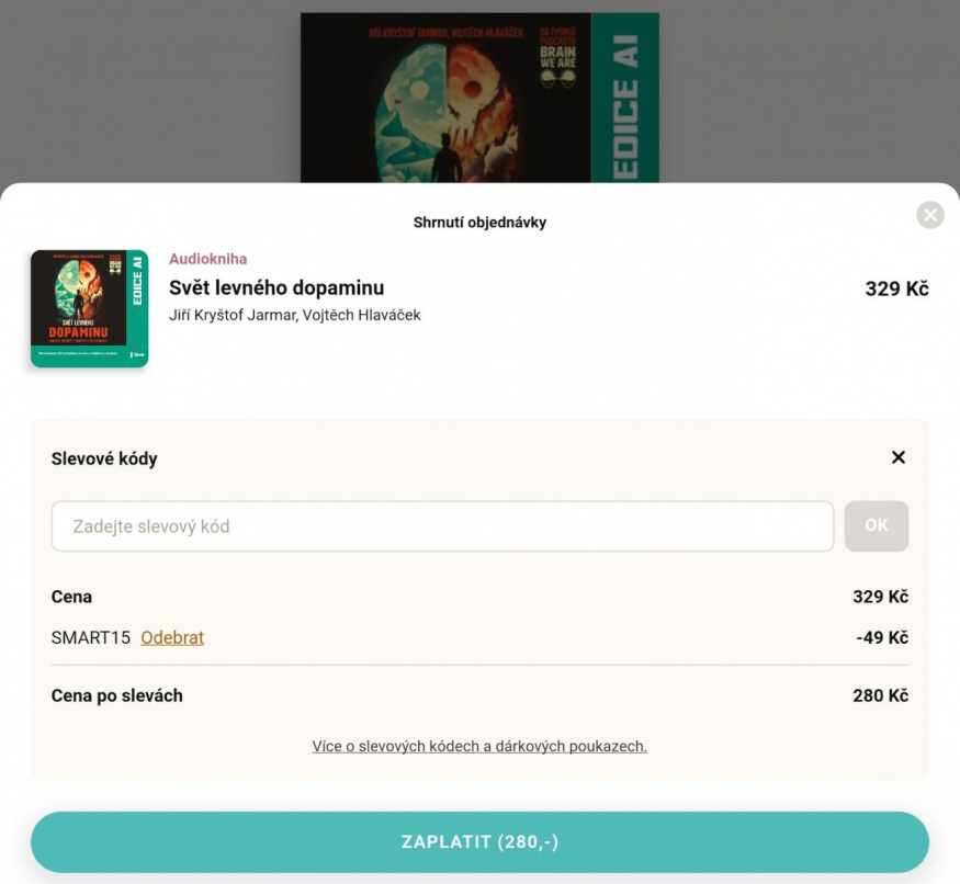 Po aplikaci slevového kódu SMART15 (v mobilní aplikaci) získáte 15% slevu na váš nákup