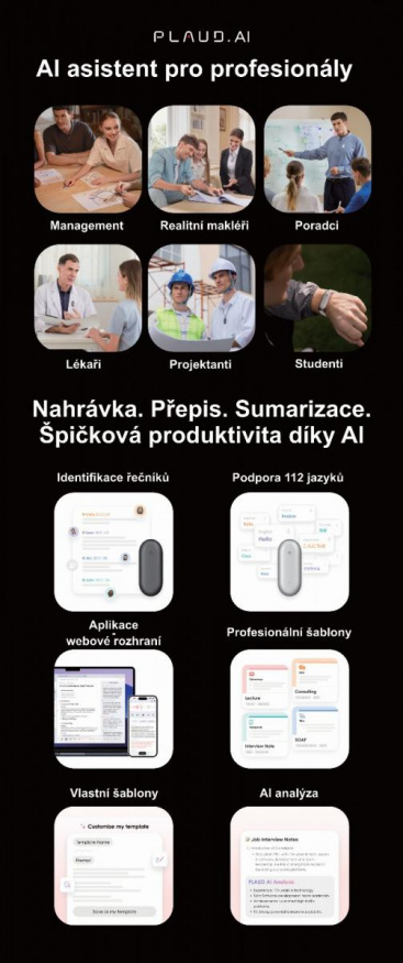 Vlastnosti záznamníku Plaud Pin