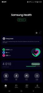 Úvodní obrazovka Samsung Health