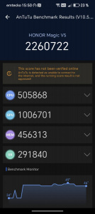 Výsledek AnTuTu 10 u Honor Magic V5