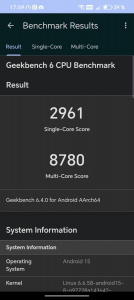 Výsledek Geekbench 6 u Honor Magic V5
