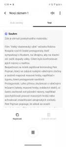 Přímo v aplikaci je dostupné i shrnutí
