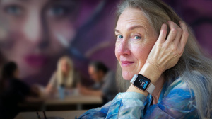 Starší žena s chytrými hodinkami Apple Watch (ilustrační obrázek)