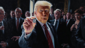 Donald Trump držící čip od Intelu (ilustrační obrázek)