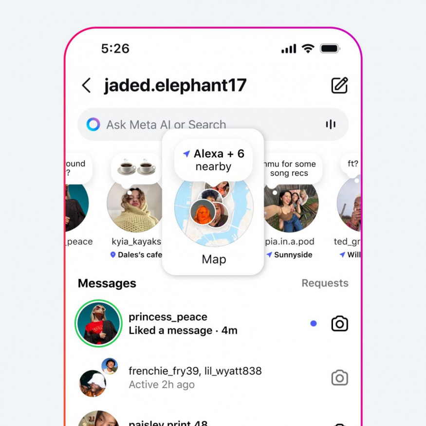 Nová funkce mapy sdílené polohy na Instagramu