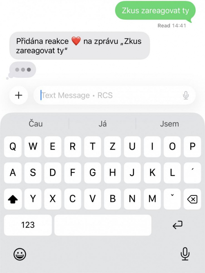 Reakce zatím nefungují, pouze formou textové zprávy