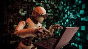 Robot kradoucí data skrze počítač (ilustrační obrázek)