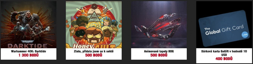 Vybrané odměny za body získané v rámci ROG Elite