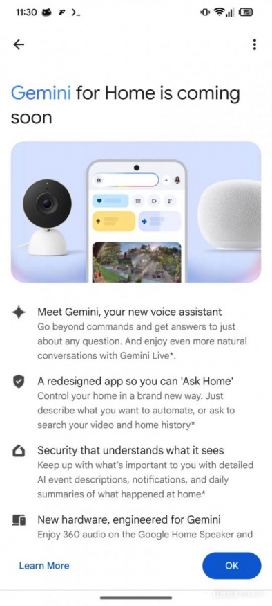 Nové UI aplikace Google Home s Gemini