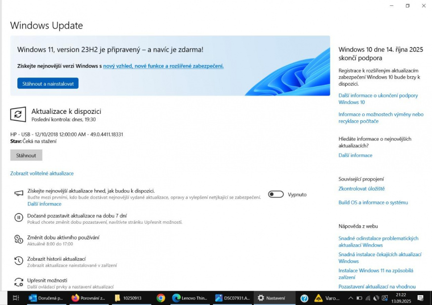 Výzva k upgradu na Windows 11