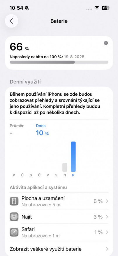 Adaptivní napájení baterie v iOS 26