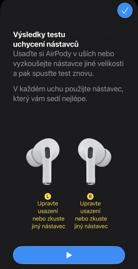 Test těsnosti u sluchátek AirPods Pro