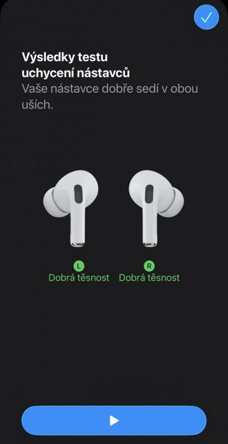 Test těsnosti u sluchátek AirPods Pro