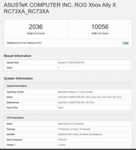 Asus ROG Xbox Ally X Benchmark