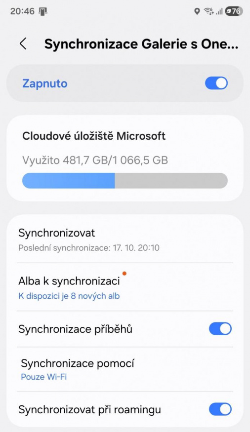 Synchronizace fotografií na úložiště OneDrive