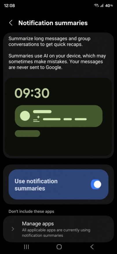 AI shrnutí notifikací v One UI 8.5 od Samsungu
