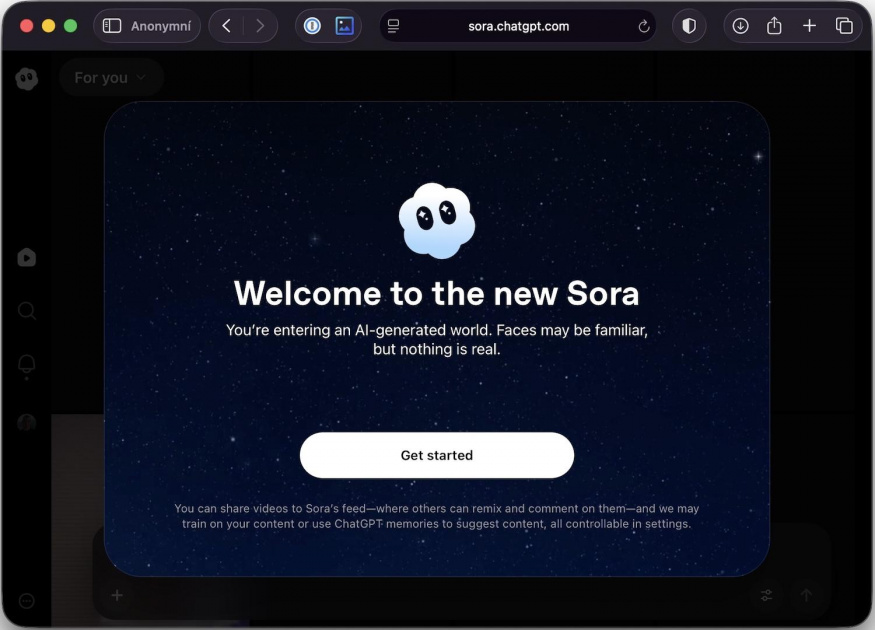 Webová verze AI generátoru videí Sora