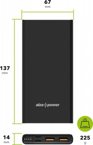 Powerbanka AlzaPower Metal 10000mAh Fast Charge + PD3.0