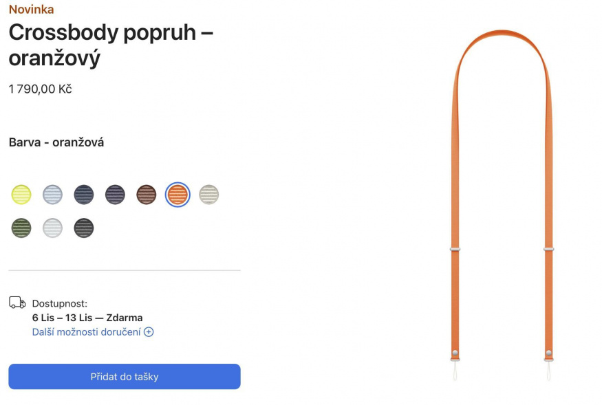1 790 Kč za popruh přes rameno? Na populárnější barvy je čekačka delší než měsíc
