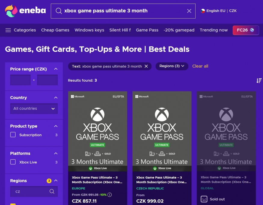V zahraničí seženete kódy na Game Pass Ultimate za zajímavější ceny