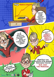 Komiks Pan Prokoukl upozorňující na nebezpečí na internetu
