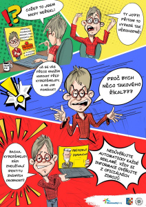 Komiks Pan Prokoukl upozorňující na nebezpečí na internetu
