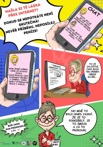 Komiks Pan Prokoukl upozorňující na nebezpečí na internetu