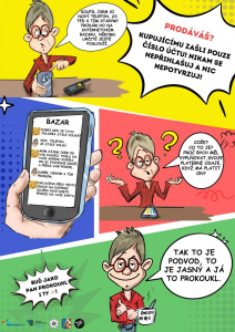 Komiks Pan Prokoukl upozorňující na nebezpečí na internetu