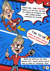 Komiks Pan Prokoukl upozorňující na nebezpečí na internetu