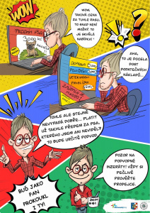 Komiks Pan Prokoukl upozorňující na nebezpečí na internetu