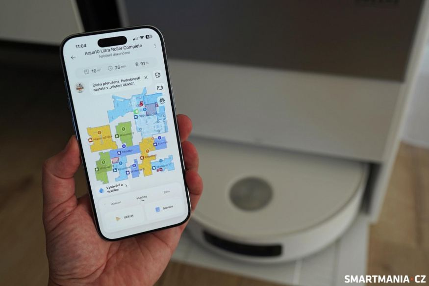 Hlavní obrazovka aplikace s mapou domácnosti