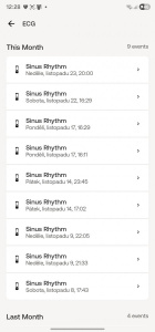 Výsledky měření EKG v aplikaci Withings