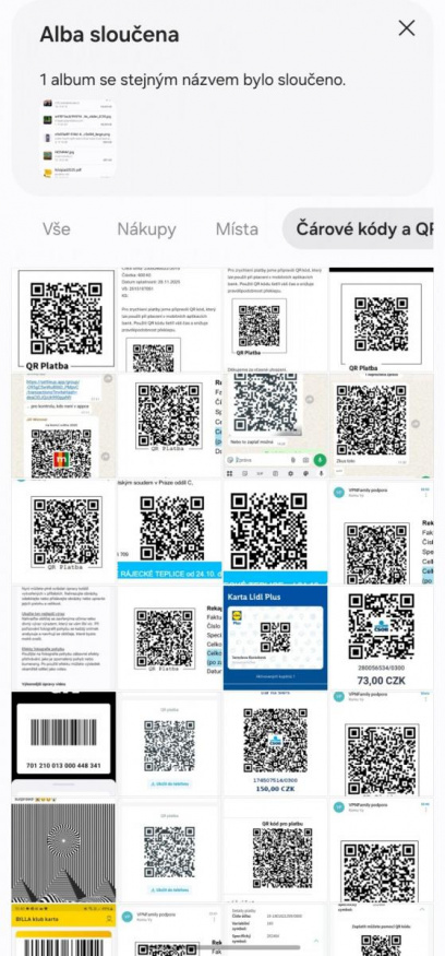 Třídění v aplikaci Fotky