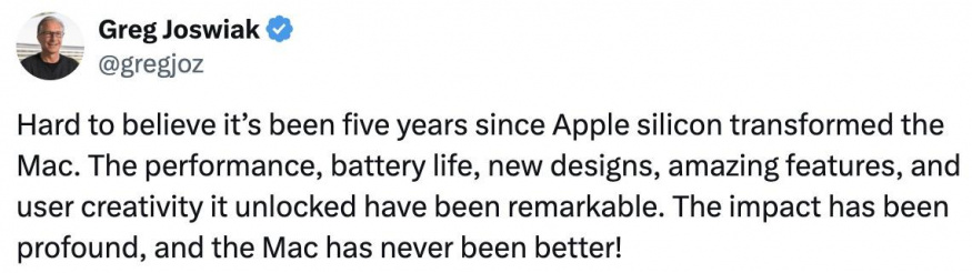 Příspěvek Grega Joswiaka na síti X.com (listopad 2025)