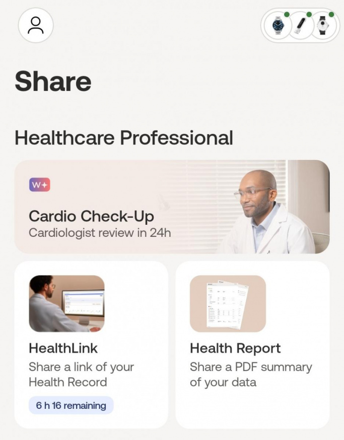 Sdílení záznamů v aplikaci Withings