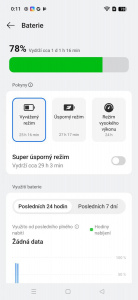 Kvůli velké baterii není úsporný režim ani nutný