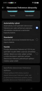 Framerate se mění automaticky v rozsahu 1-120 Hz